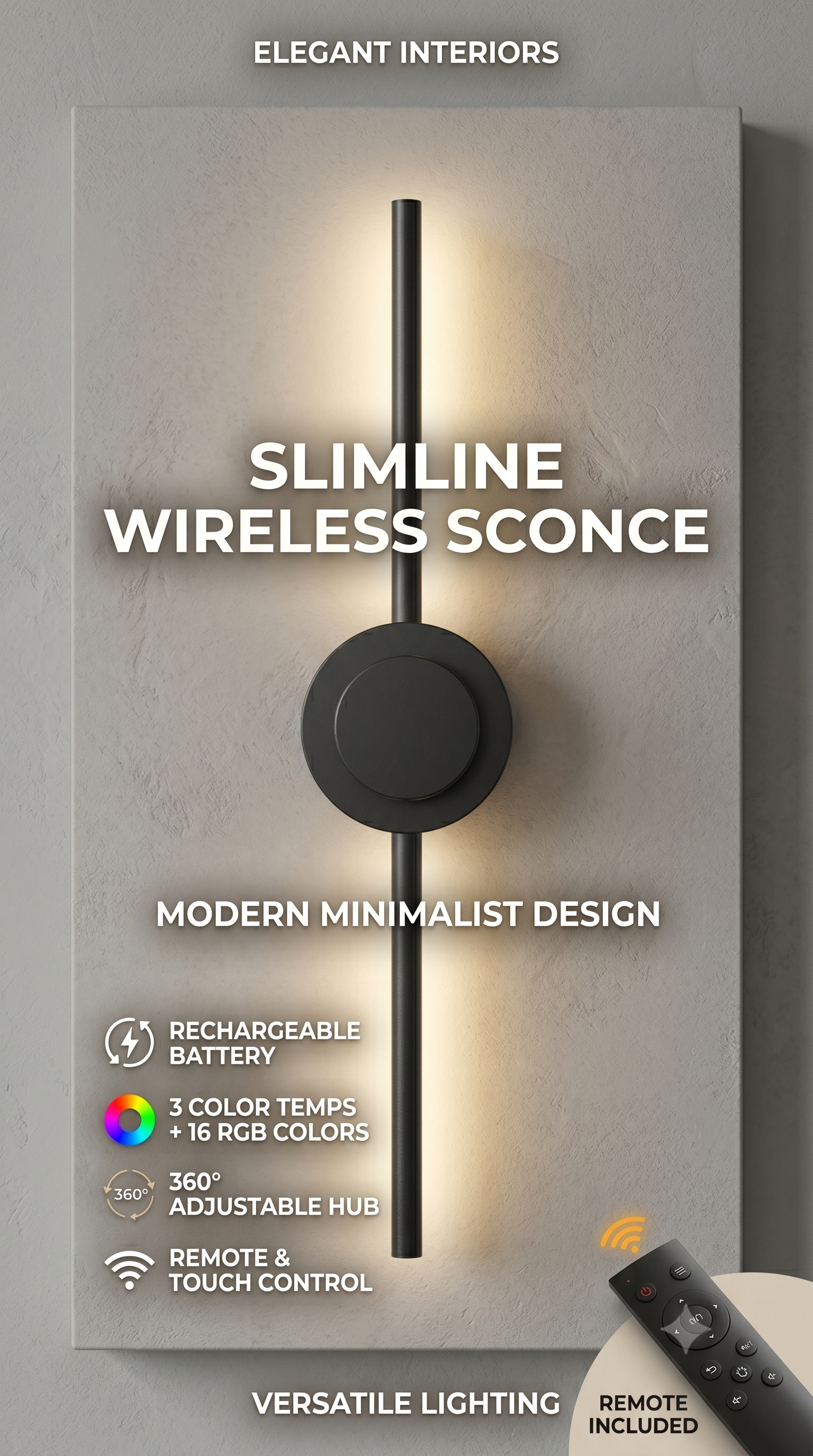 Slimline Wireless LED Sconce