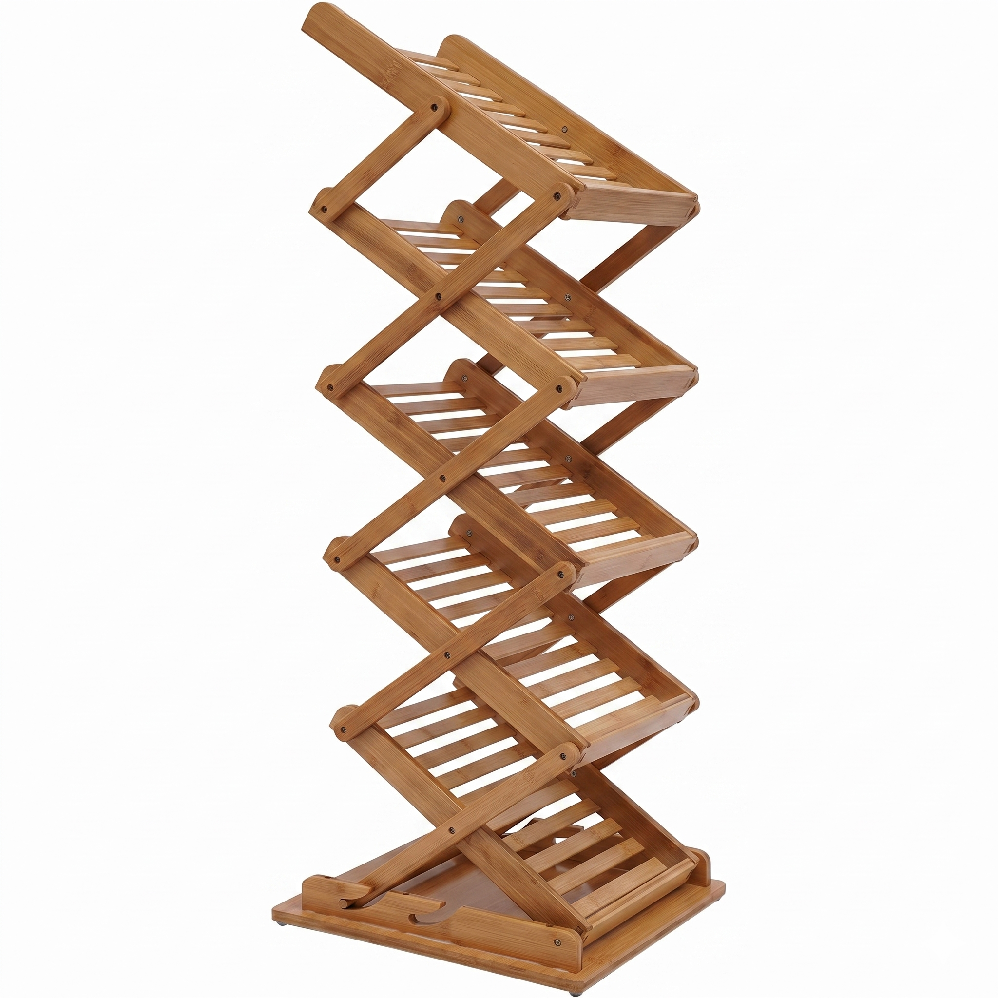 Bamboo Foldable Magazine Rack Floor Stand,5-Layer Brochure Display… product