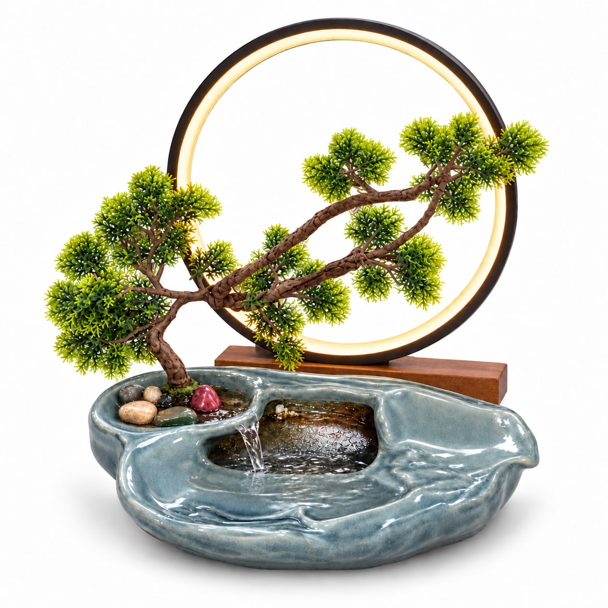 Tabletop Bonsai-Style Decorative Display with Ring Light product